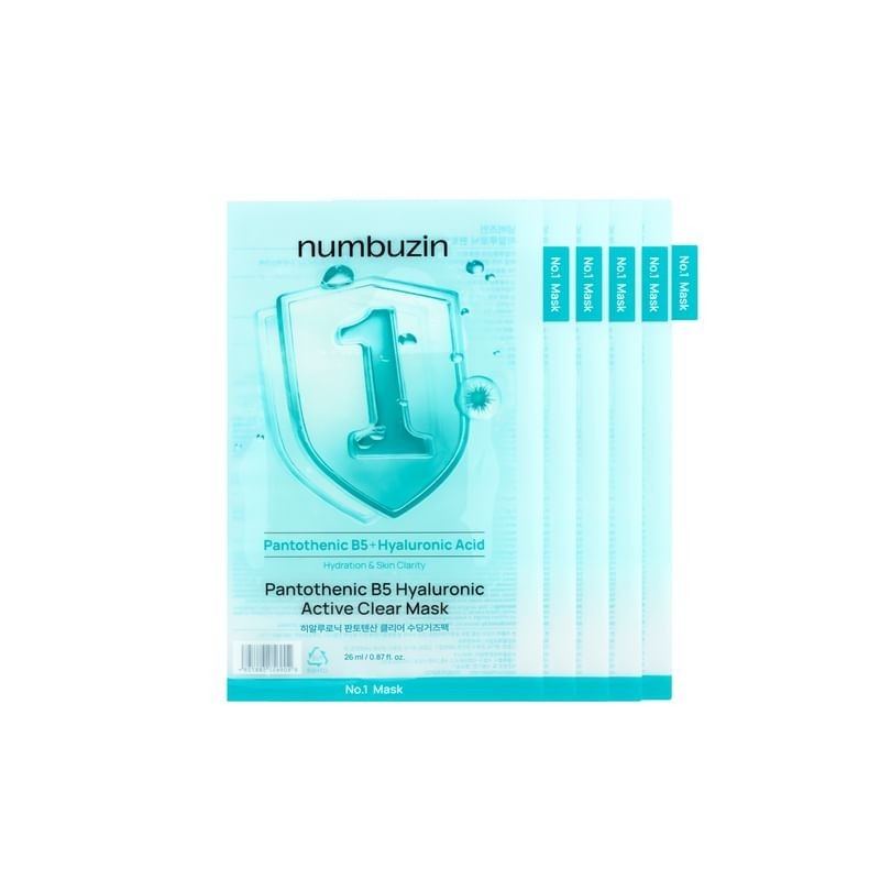 numbuzin - No.1 Pantothenic B5 Hyaluronic Active Clear Mask Set 5 sheets