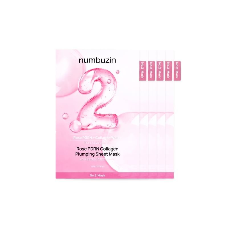 numbuzin - No.2 Rose PDRN Collagen Plumping Sheet Mask 5pcs Set