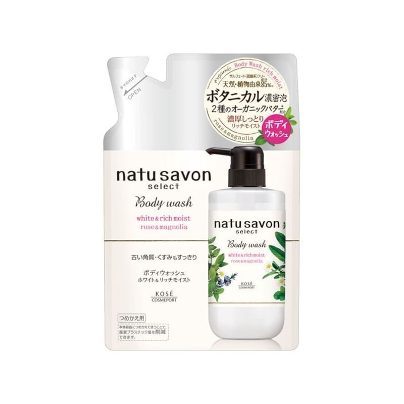 Kose - Natu Savon Select Body Wash White & Rich Moist Rose & Magnolia