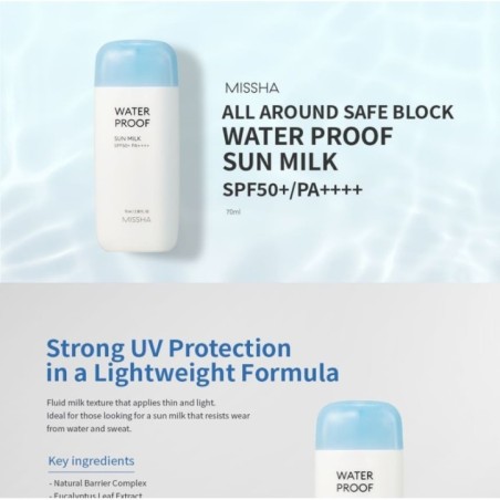 MISSHA - All-around Safe Block Waterproof Sun Milk SPF50+ PA++++ 70ml